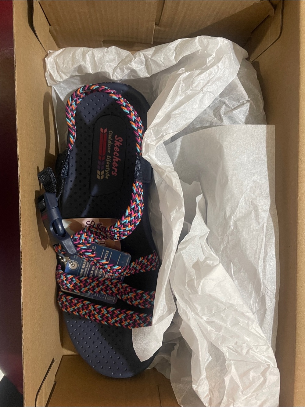 Skechers Navy Sandals with Rainbow Braided Straps